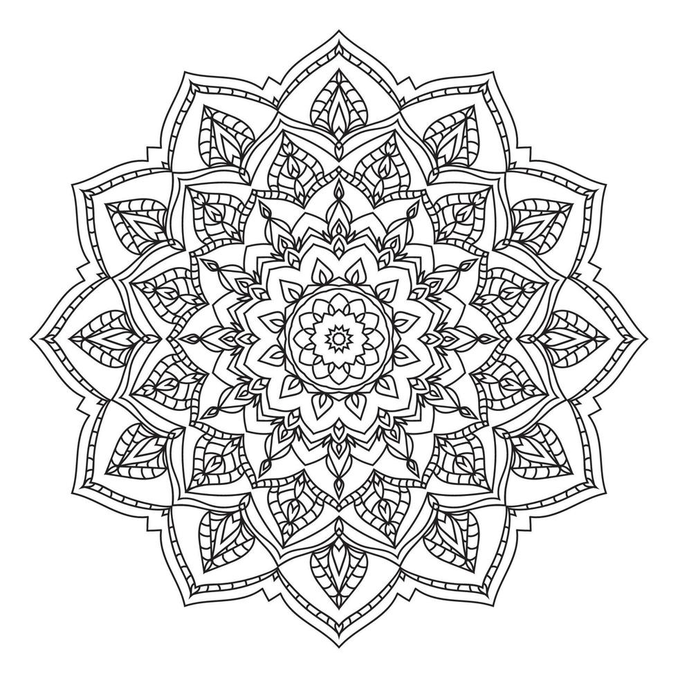 isolated outline mandala art therapy round decorative coloring book