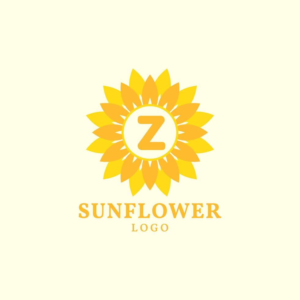 letra z girasol cálido y encantador diseño de logotipo vectorial vector