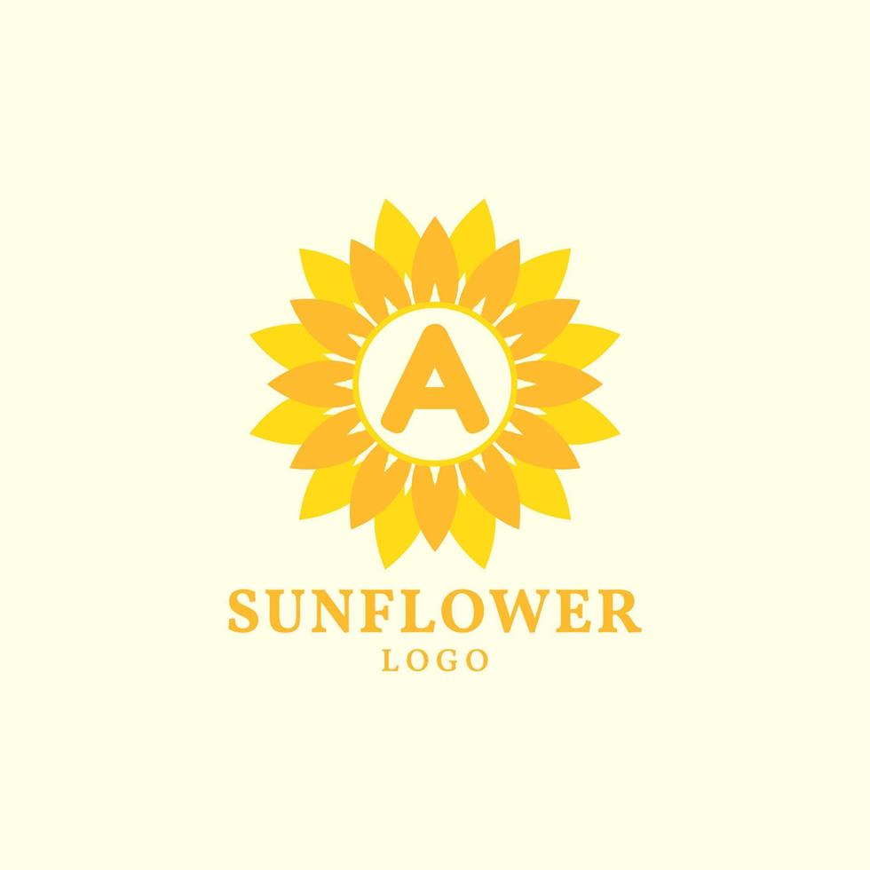 letter A sunflower warm and charming vector logo design