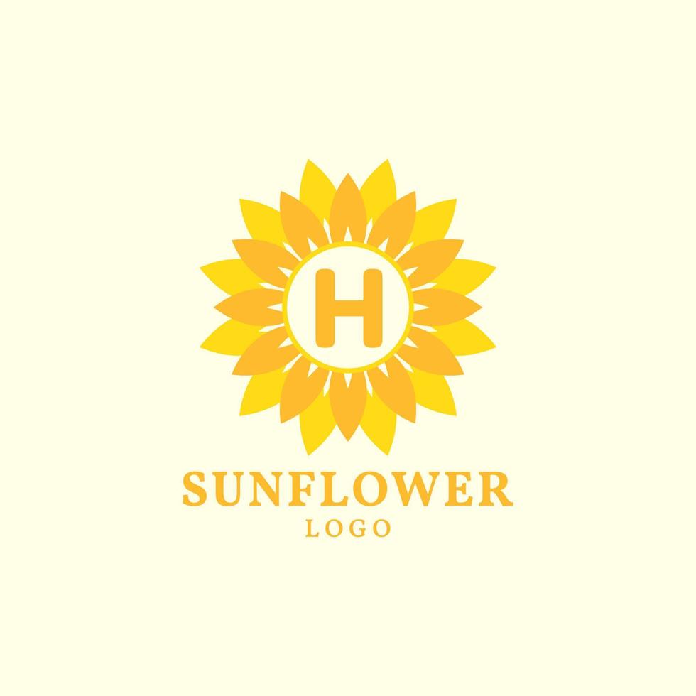 letra h girasol cálido y encantador diseño de logotipo vectorial vector