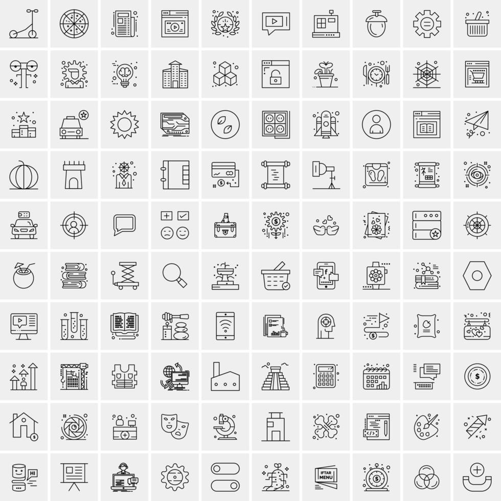 conjunto de 100 iconos de línea de negocios creativos vector