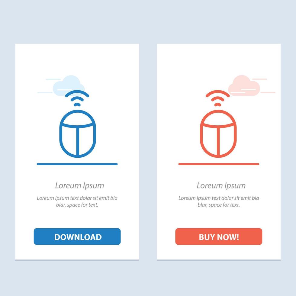 Mouse Wifi Computer  Blue and Red Download and Buy Now web Widget Card Template vector