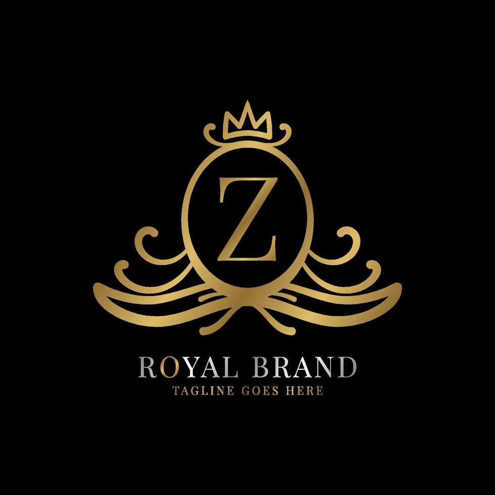 diseño de logotipo de vector de cresta real de letra z para marca vintage y inicial de cuidado de belleza