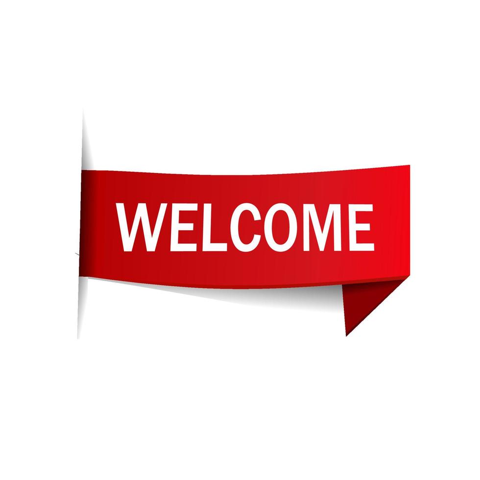 Welcome banner - ribbon icon. Flat design. Vector illustration on white background.