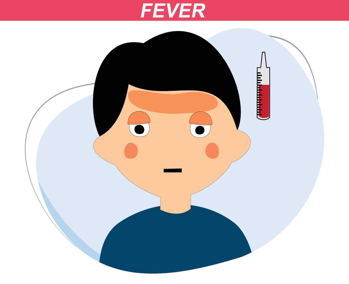 niño con dolor de cabeza con un pequeño icono de rayo alrededor de la cabeza. vectores de diseño plano