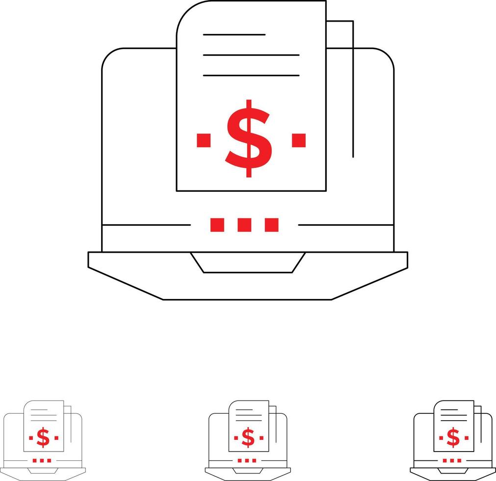 Subscription Model Subscription Model Digital Bold and thin black line icon set vector