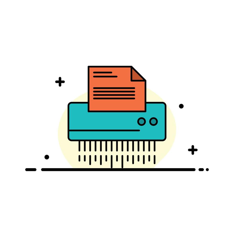 Shredder Confidential Data File Information Office Paper  Business Flat Line Filled Icon Vector Bann