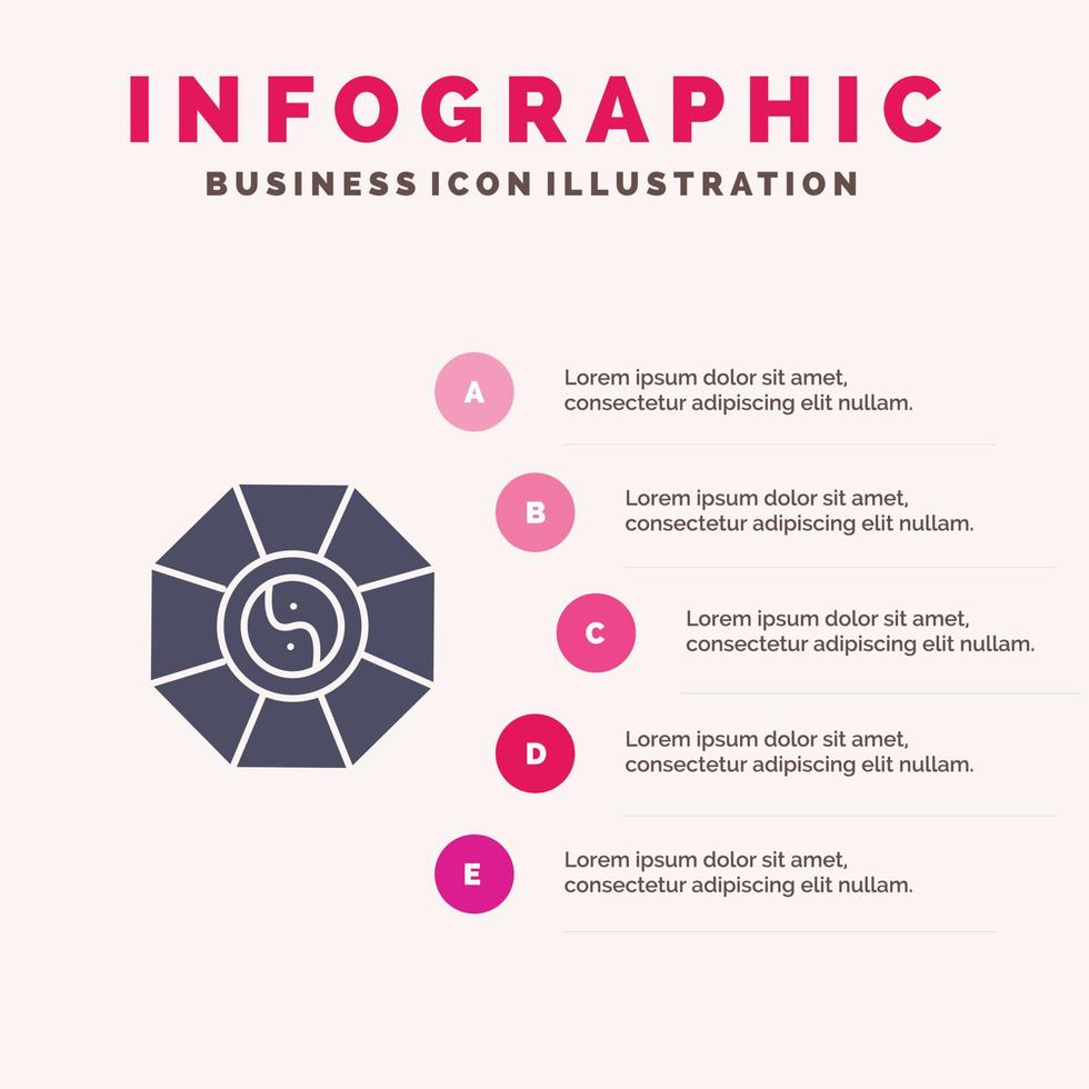 espejo fengshui china chino infografía plantilla de presentación presentación de 5 pasos vector