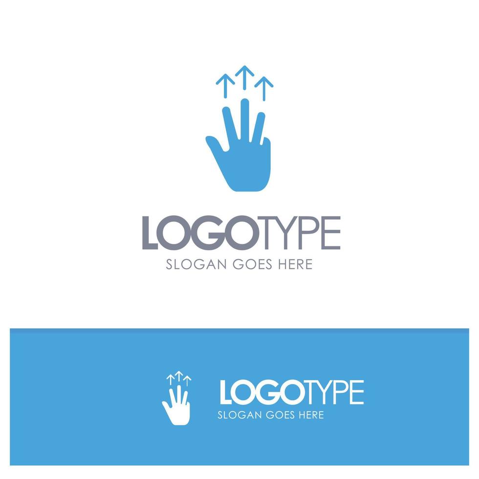 Gestures Hand Mobile Three Finger Touch Blue Solid Logo with place for tagline vector