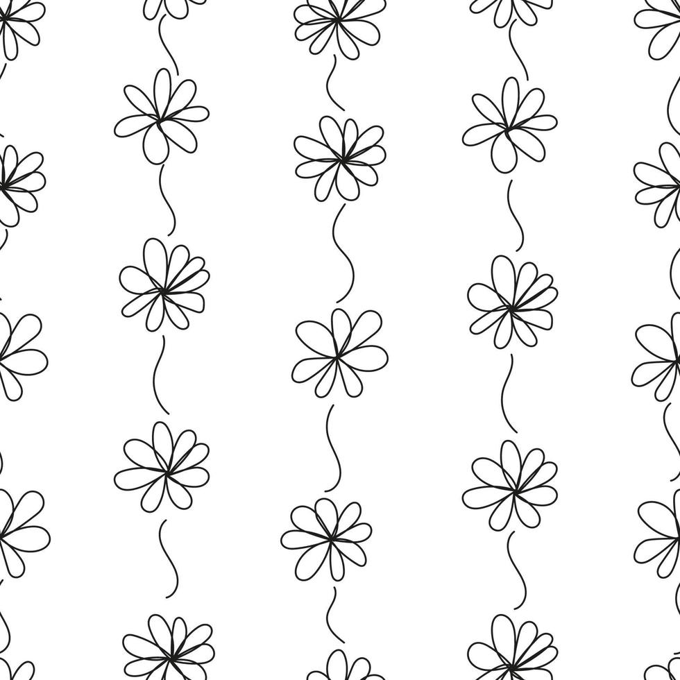 Floral outline seamless pattern vector