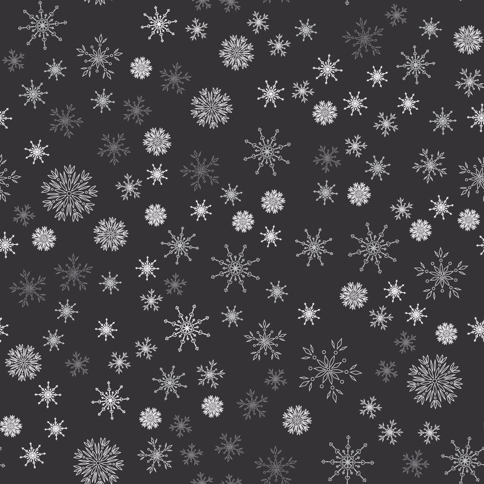 copos de nieve cayendo sobre un fondo gris vector