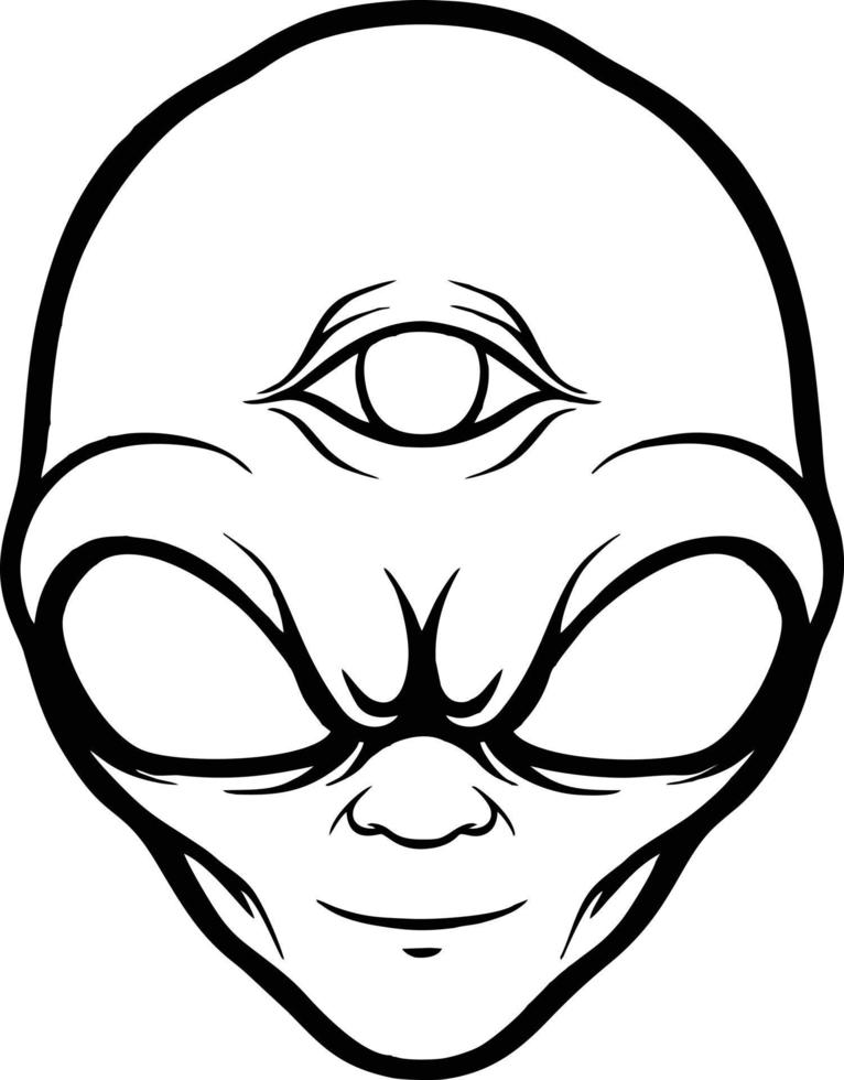 silueta de cabeza alienígena satánica vector