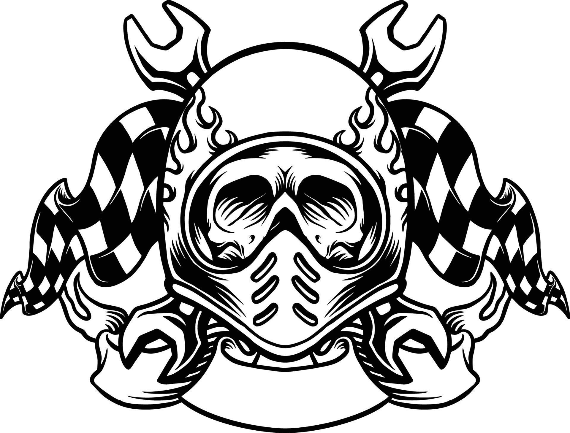 Helmet Skull Bikers Motorcycle Sport Silhouette 13336703 Vector Art at