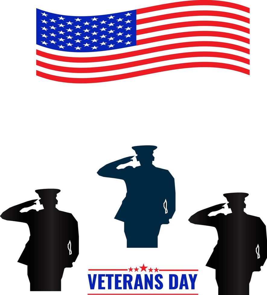 Background veterans day.Veterans day poster. US military armed forces soldier in silhouette saluting. vector