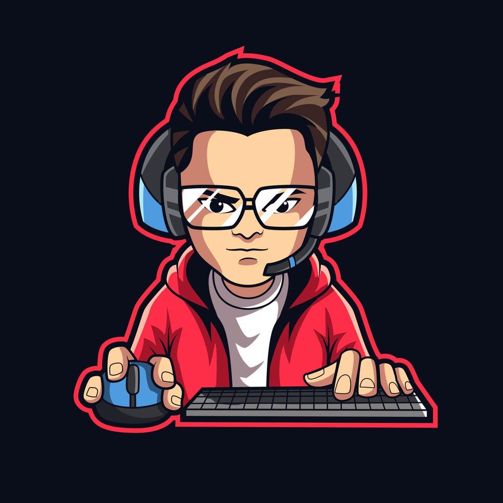 gamer streamer mascota logo vector ilustración