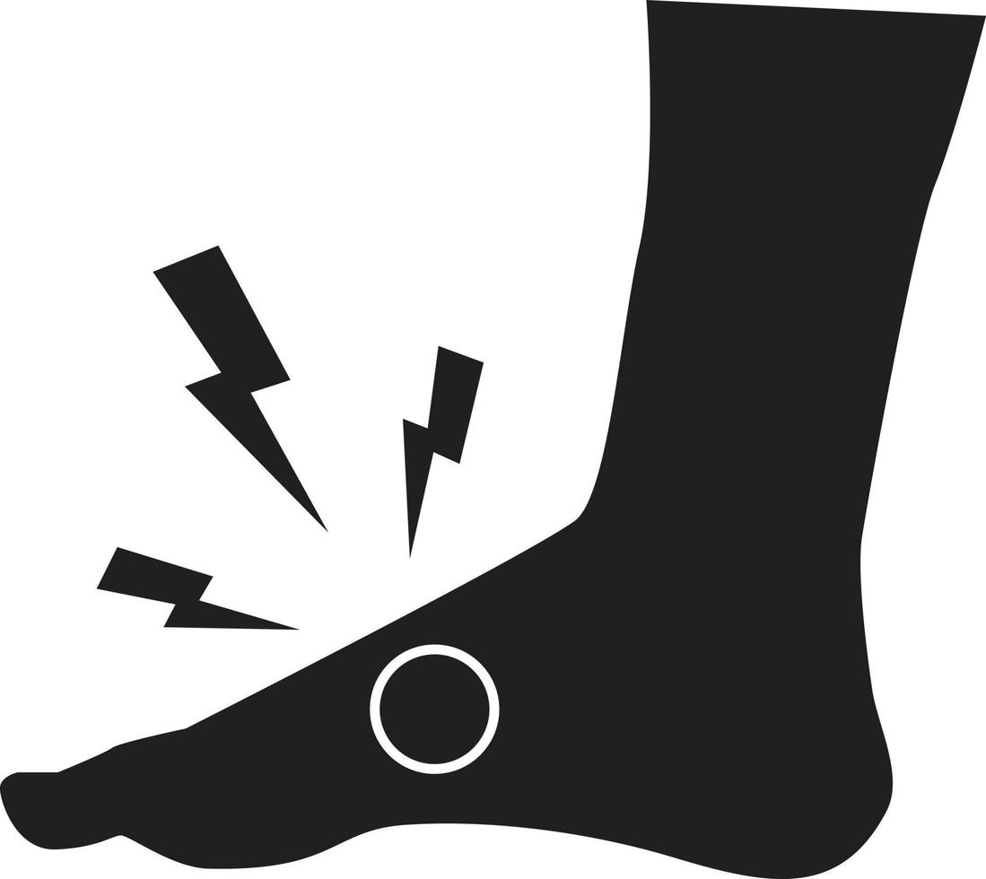 Foot cramp icon on white background. Muscle cramp sign. ankle pain symbol. flat style. vector