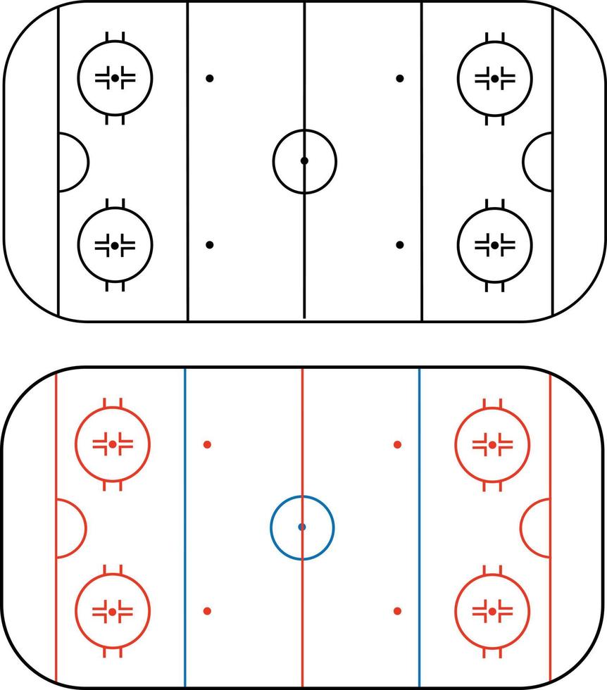 Ice hockey field on white background. ice hockey rink sign. Outline of