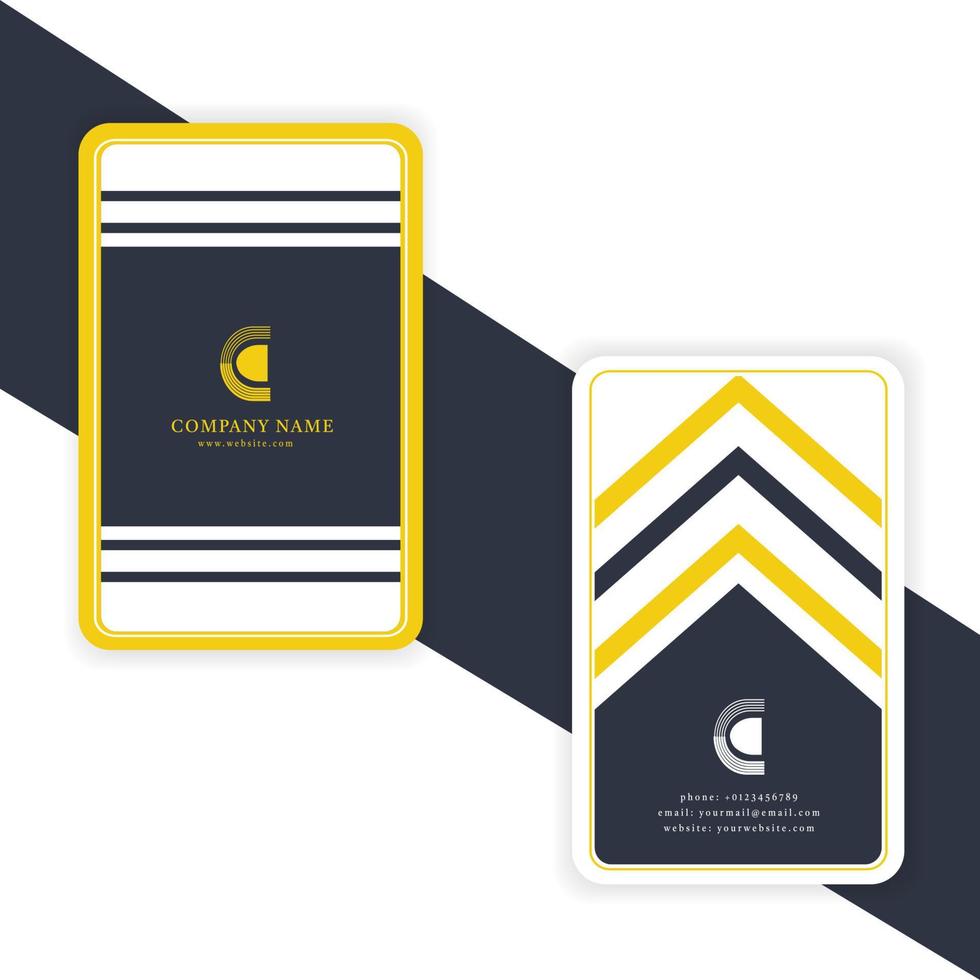 standing modern business card templates in dark blue and yellow vector