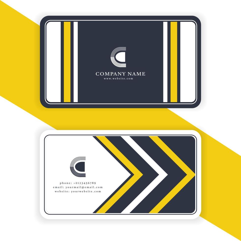 modernas plantillas de tarjetas de visita en azul oscuro y amarillo vector