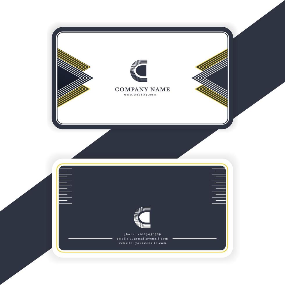 elegant business card templates in dark blue and yellow vector