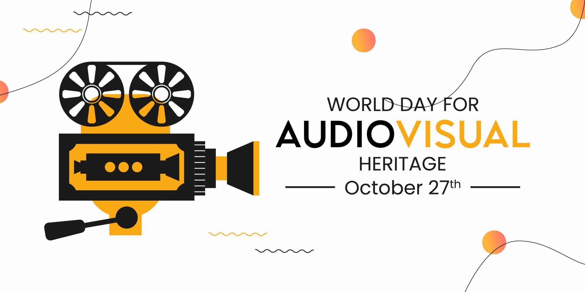 día mundial del patrimonio audiovisual. el tema del día mundial del patrimonio audiovisual que se celebra cada año el 27 de octubre en todo el mundo. vector