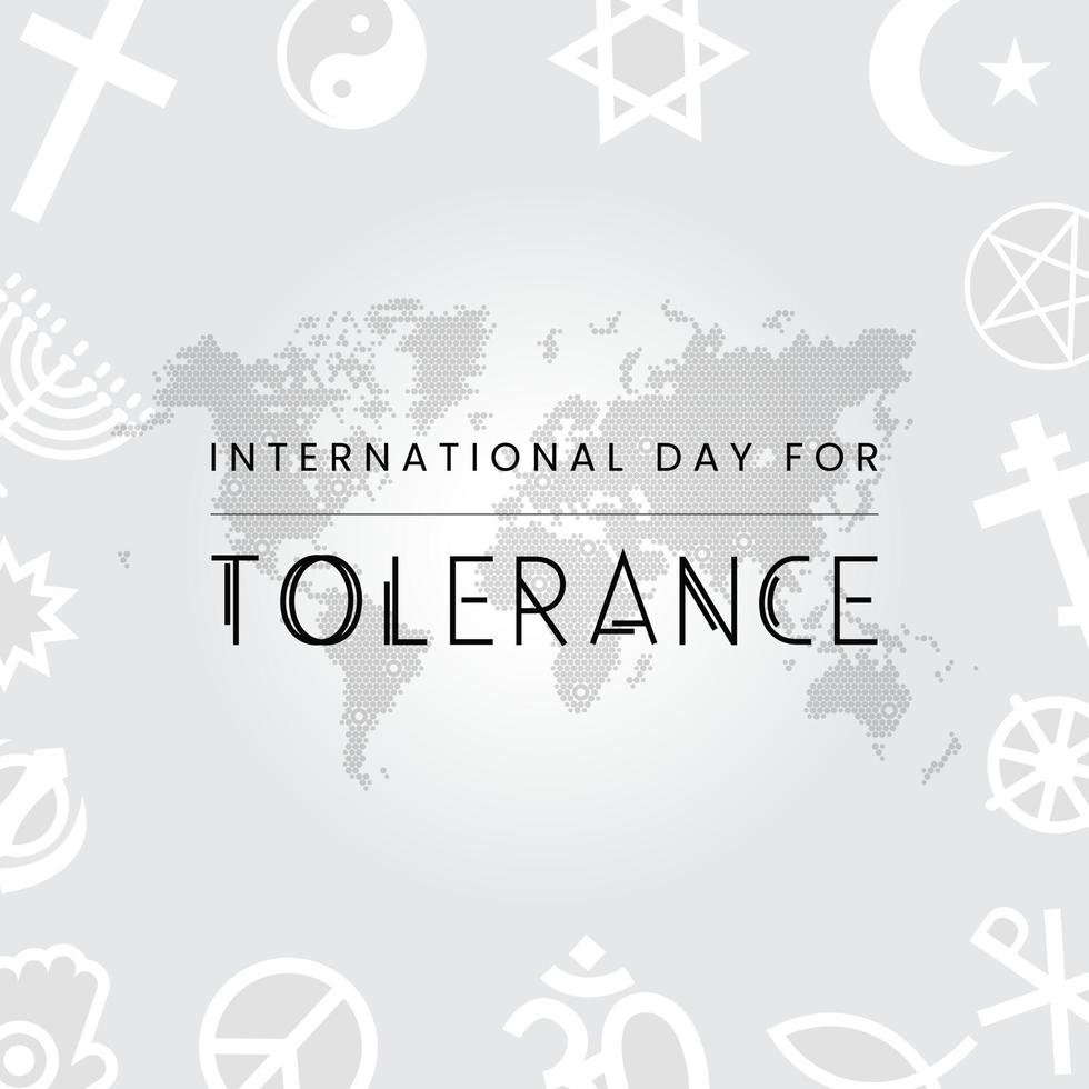 International Day for Tolerance on November 16 with various religious symbols. Holiday concept. Template for background, banner, card, poster with text inscription. Vector illustration