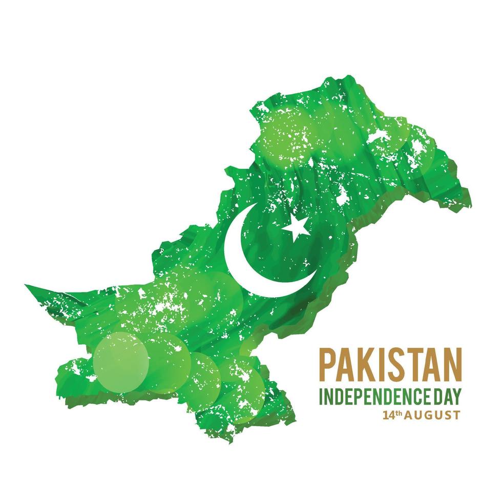 ilustración creativa para la celebración del día de la independencia de pakistán. mapa verde de Pakistán con blanco vector