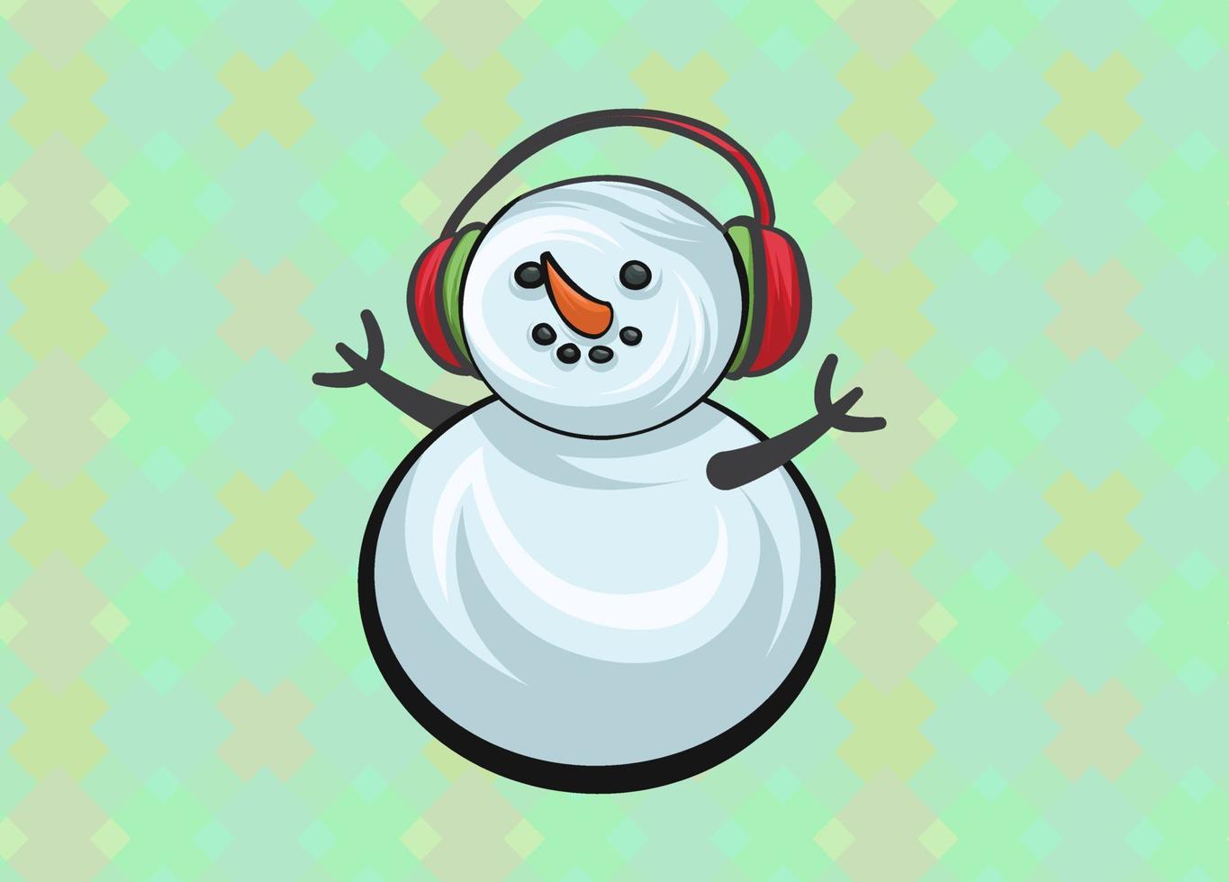 Christmas Cute Little Cheerful Snowman with Red Santas Cap. Christmas cute cartoon character. vector