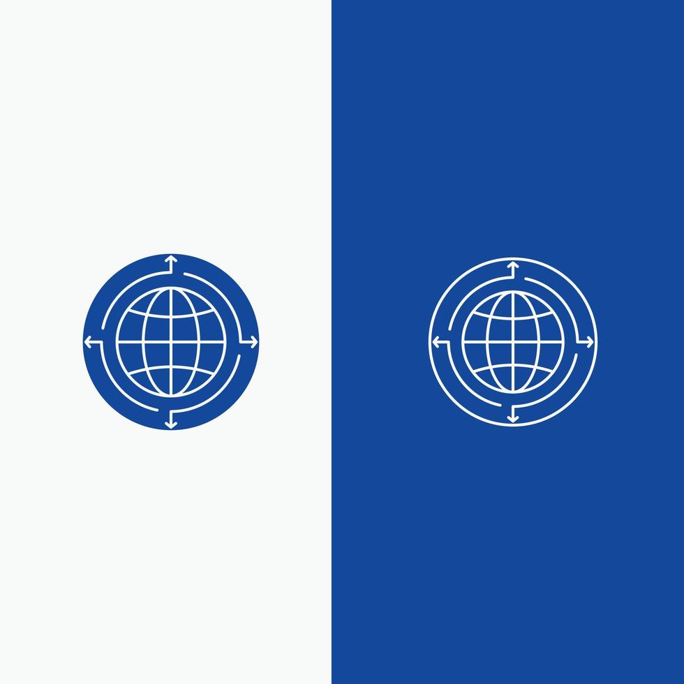 Globe Business Communication Connection Global World Line and Glyph Solid icon Blue banner Line and vector