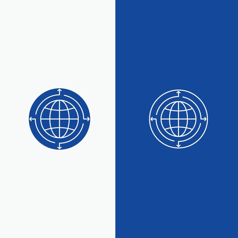 Globe Business Communication Connection Global World Line and Glyph Solid icon Blue banner Line and vector