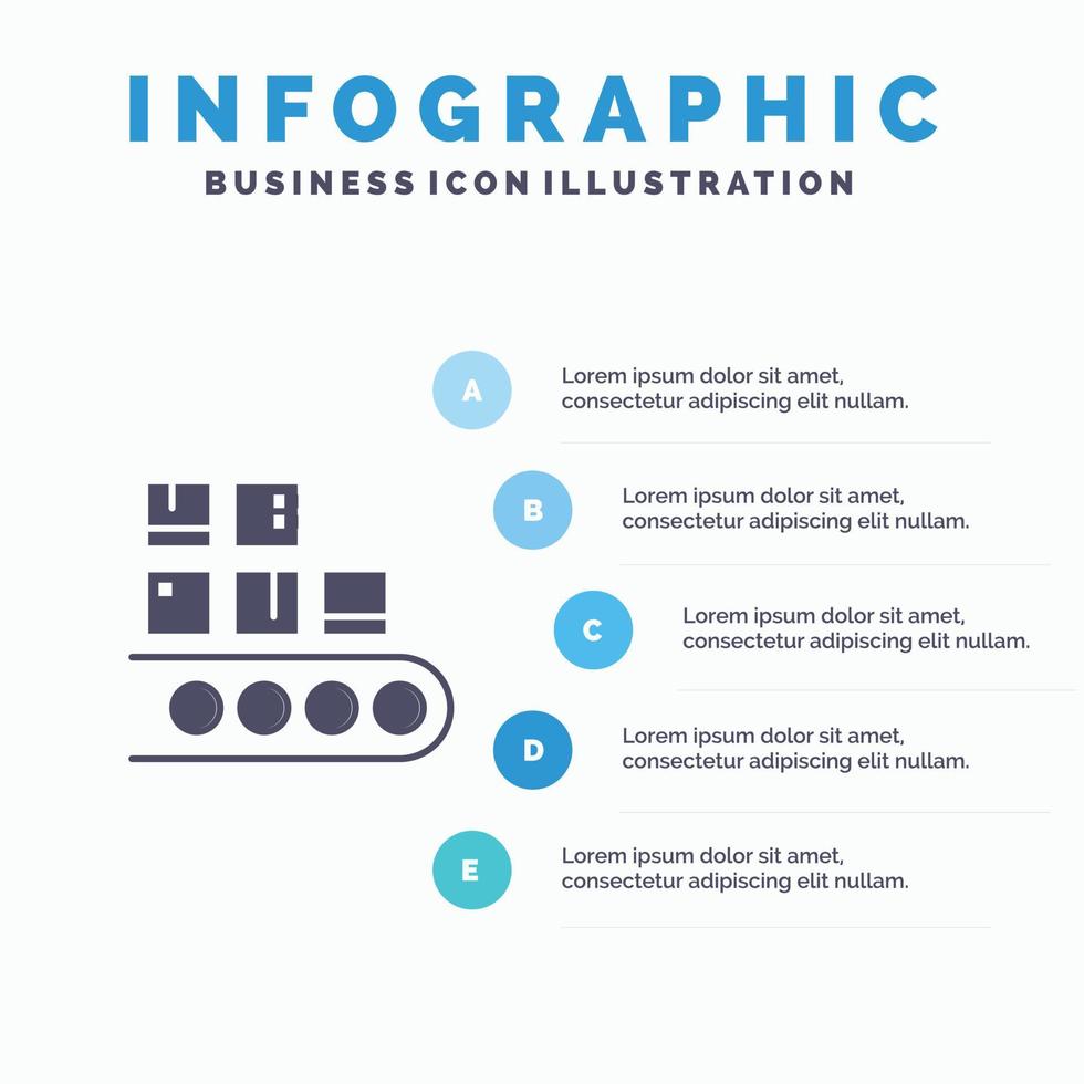 Business Line Management Product Production Solid Icon Infographics 5 Steps Presentation Background vector