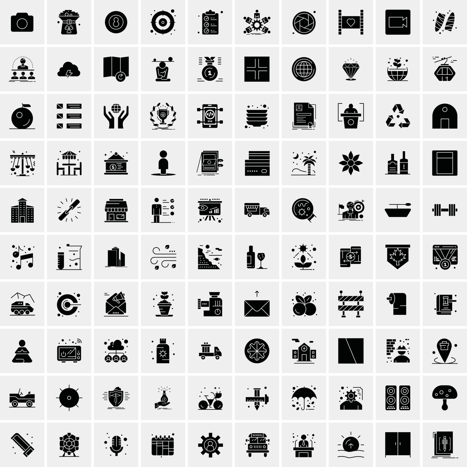 Set Of 100 Universal Solid Icons 13336998 Vector Art At Vecteezy pin-on-baka