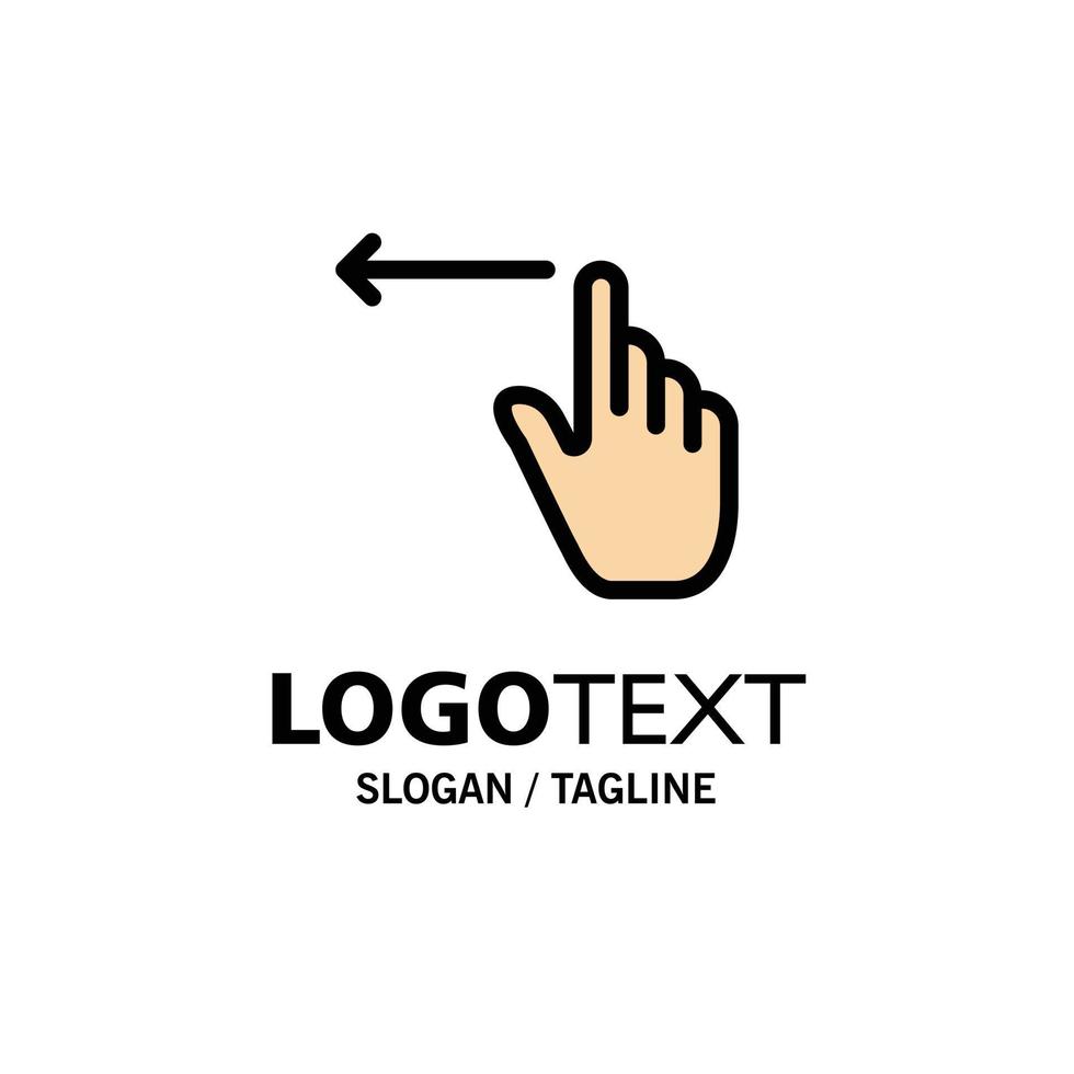 Finger Gestures Hand Left Business Logo Template Flat Color vector