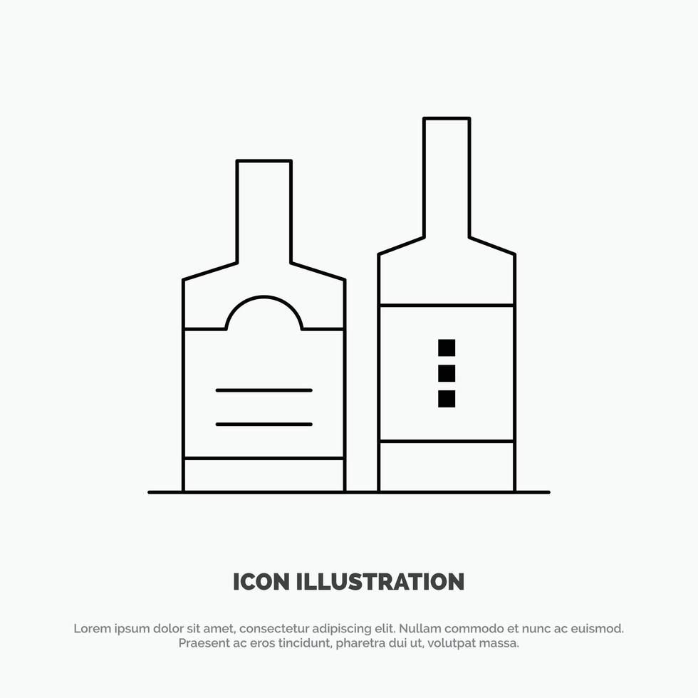 Alcohol Beverage Bottle Bottles Vector Line Icon