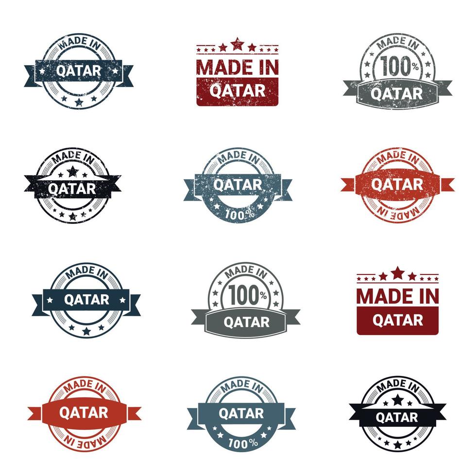 Qatar stamp design set vector