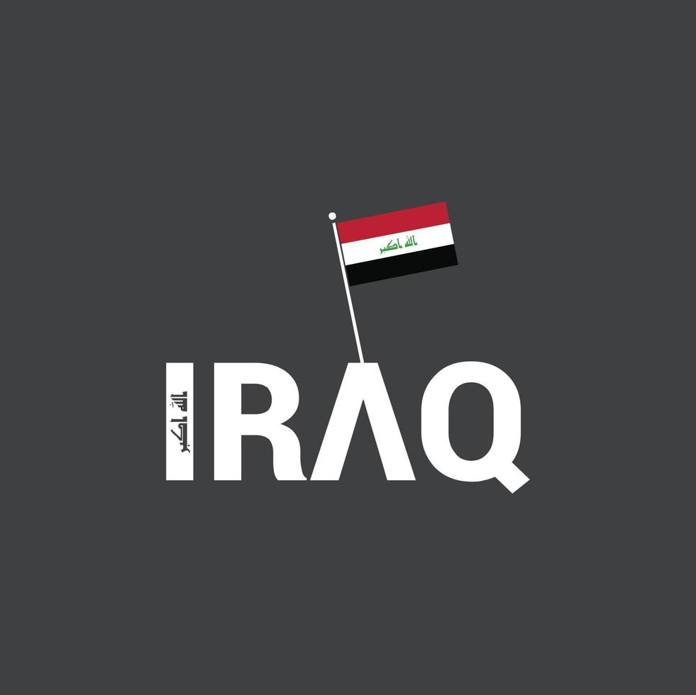 Schwenkte die irakische flagge. irak-flagge am fahnenmast. vektor