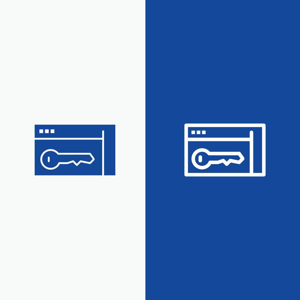 Browser Security Key Room Line and Glyph Solid icon Blue banner vector
