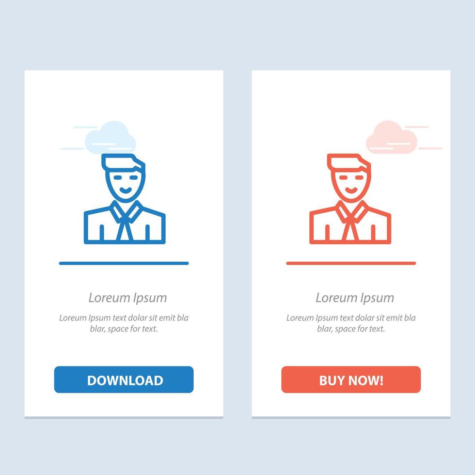 Man User Student Teacher Avatar  Blue and Red Download and Buy Now web Widget Card Template vector
