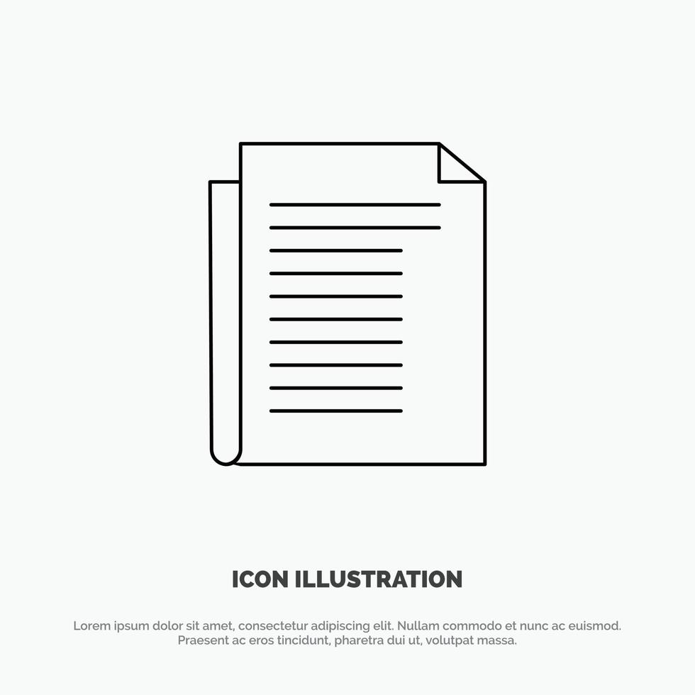 documento nota informe papel línea icono vector