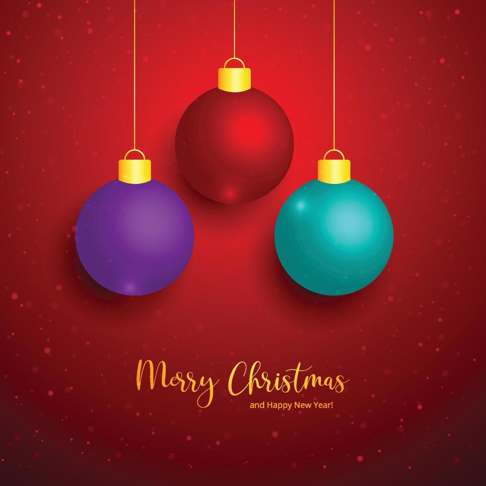 Christmas realistic balls on red background vector