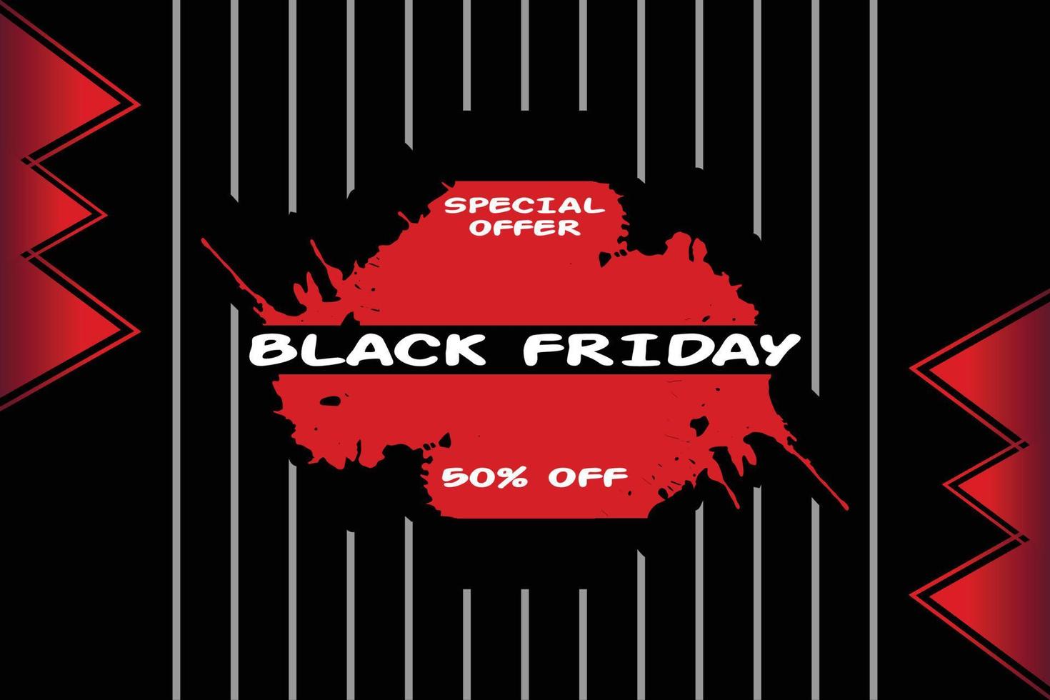 Black Friday sale promotional marketing banner, poster with red tags. Vector illustration