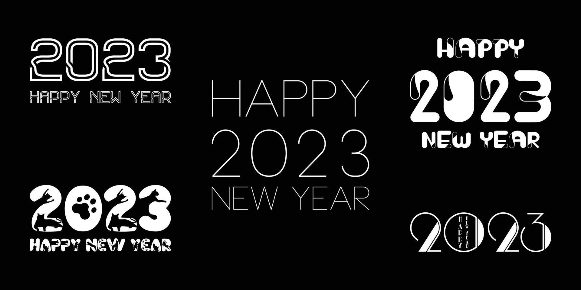 feliz año nuevo 2023. evento feliz año nuevo, fuente de año nuevo, ilustración vectorial. vector