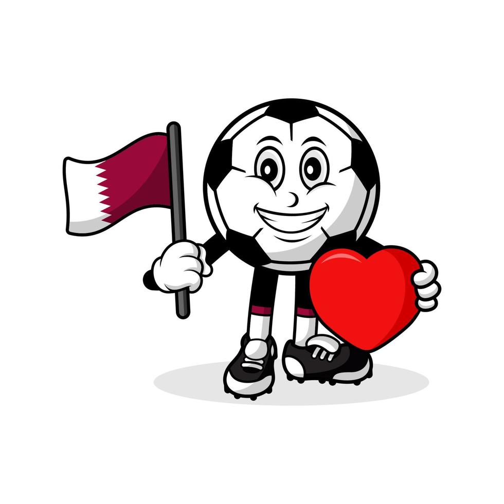 Mascot cartoon football love qatar flag design vector