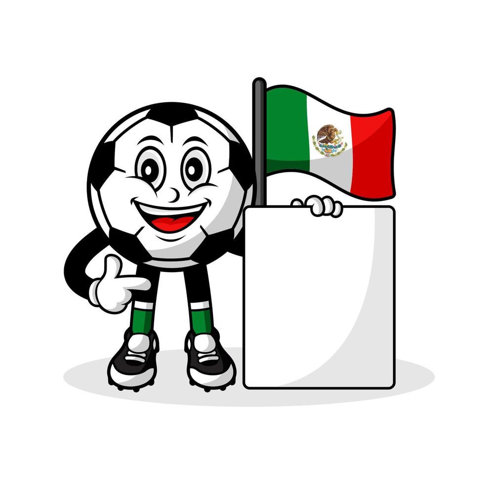 mascota, caricatura, fútbol, méxico, bandera, con, bandera vector