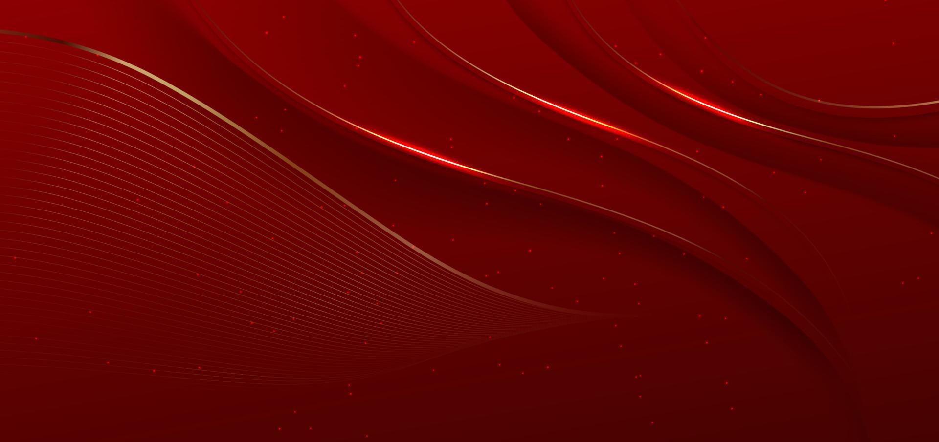 Abstract 3d curved red shape on red background with lighting effect and sparkle with copy space for text. vector