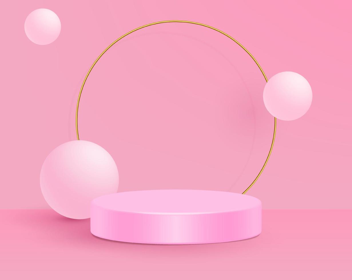 3d vector illustration stand minimal pink wall scene.