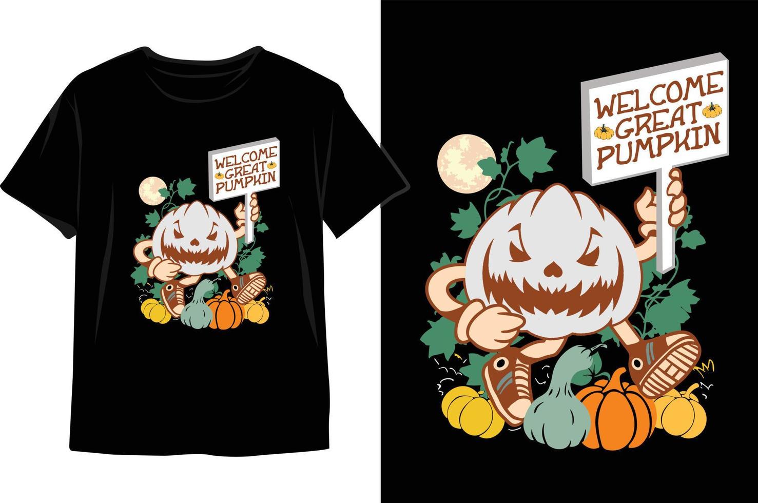 Welcome Great Pumpkin Halloween t shirt design. vector