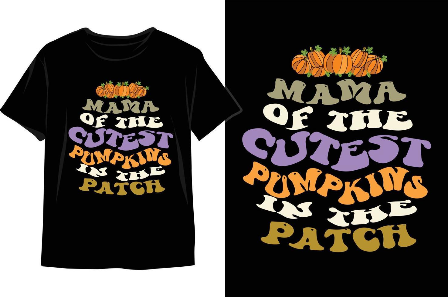 Mama of the cutest pumpkins in the patch Halloween t shirt design. vector