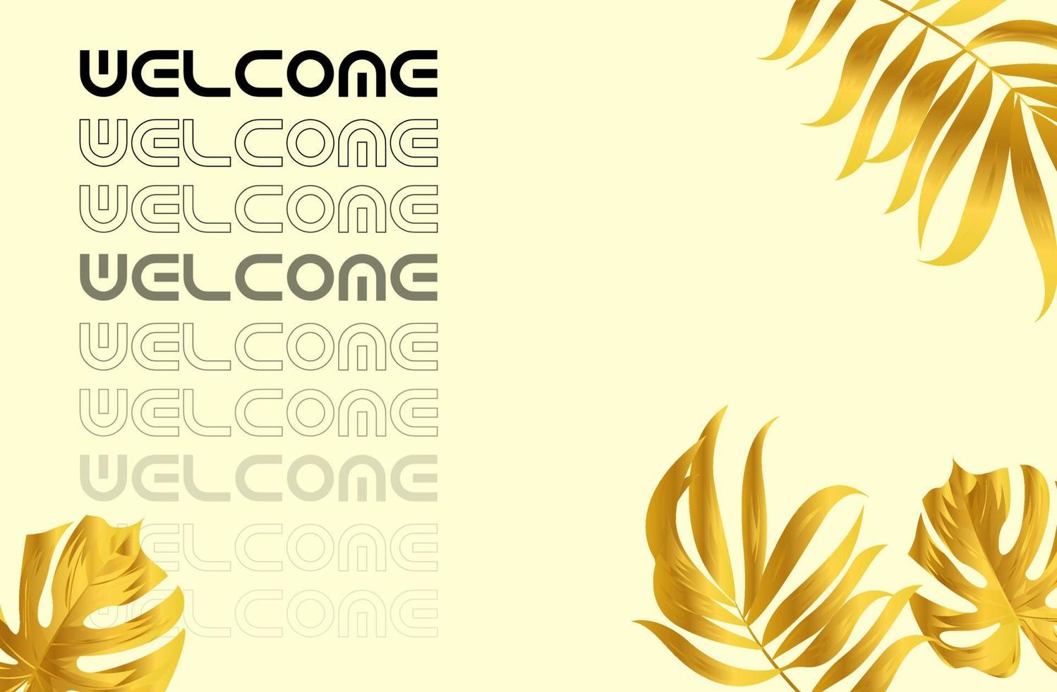 typography welcome with gold leaf vector