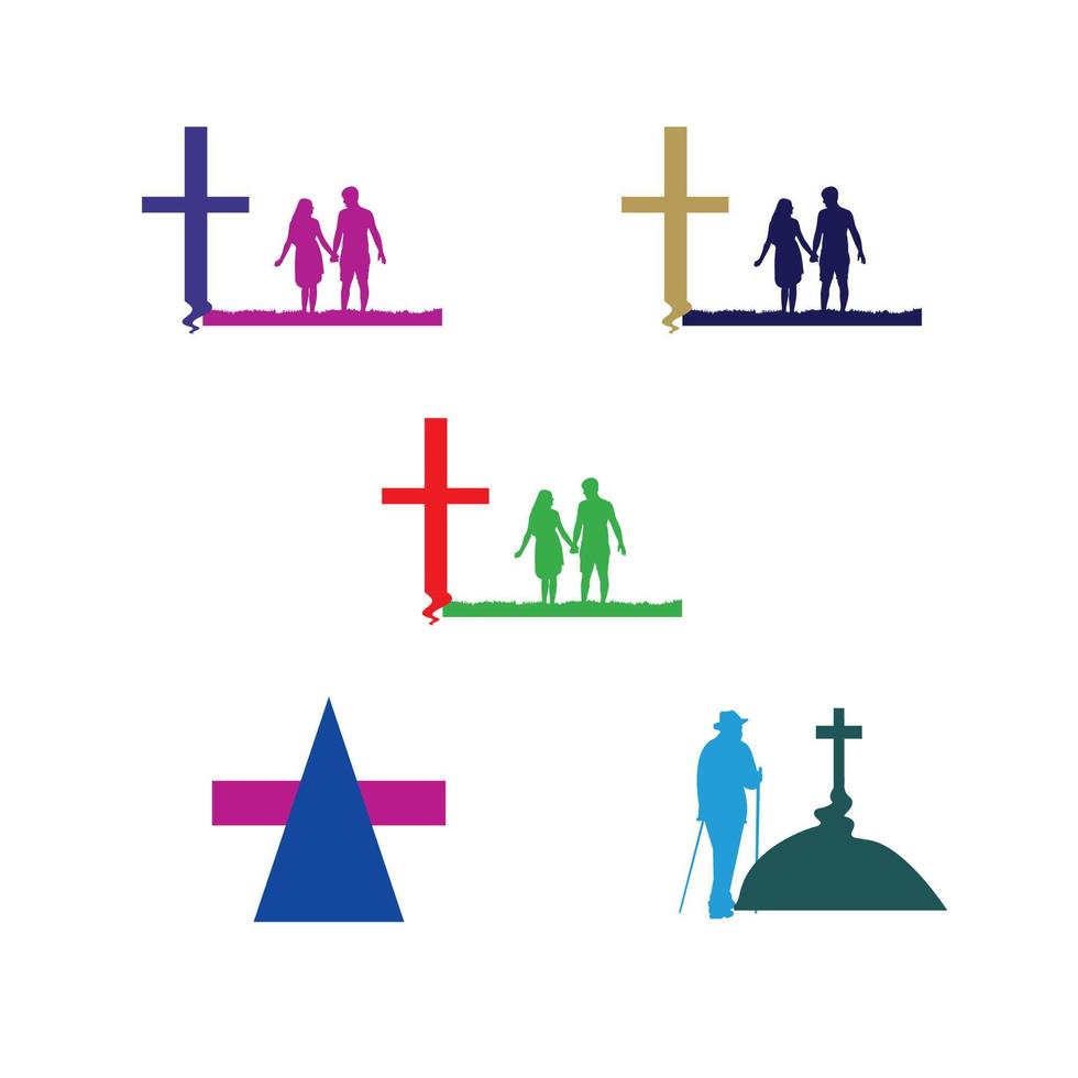 set of religious icons isolated on white background vector